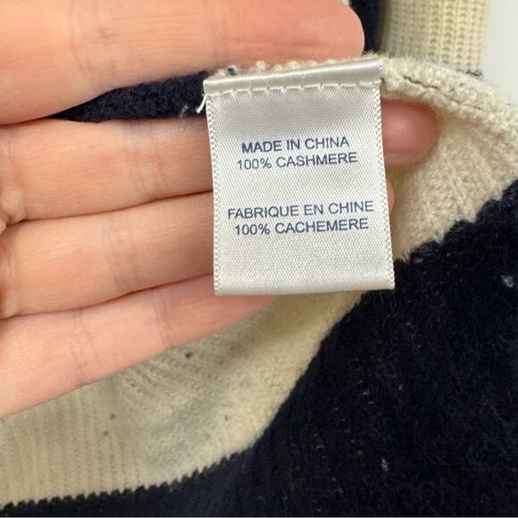 Splendid Cream & Black Cashmere Open Front Cardigan Sweater Womens M Chunky Cozy - Picture 4 of 9